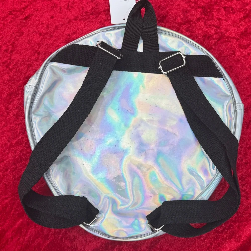 Big Alien Head Backpack - Novelty Purse - Silver Holographic - Halloween